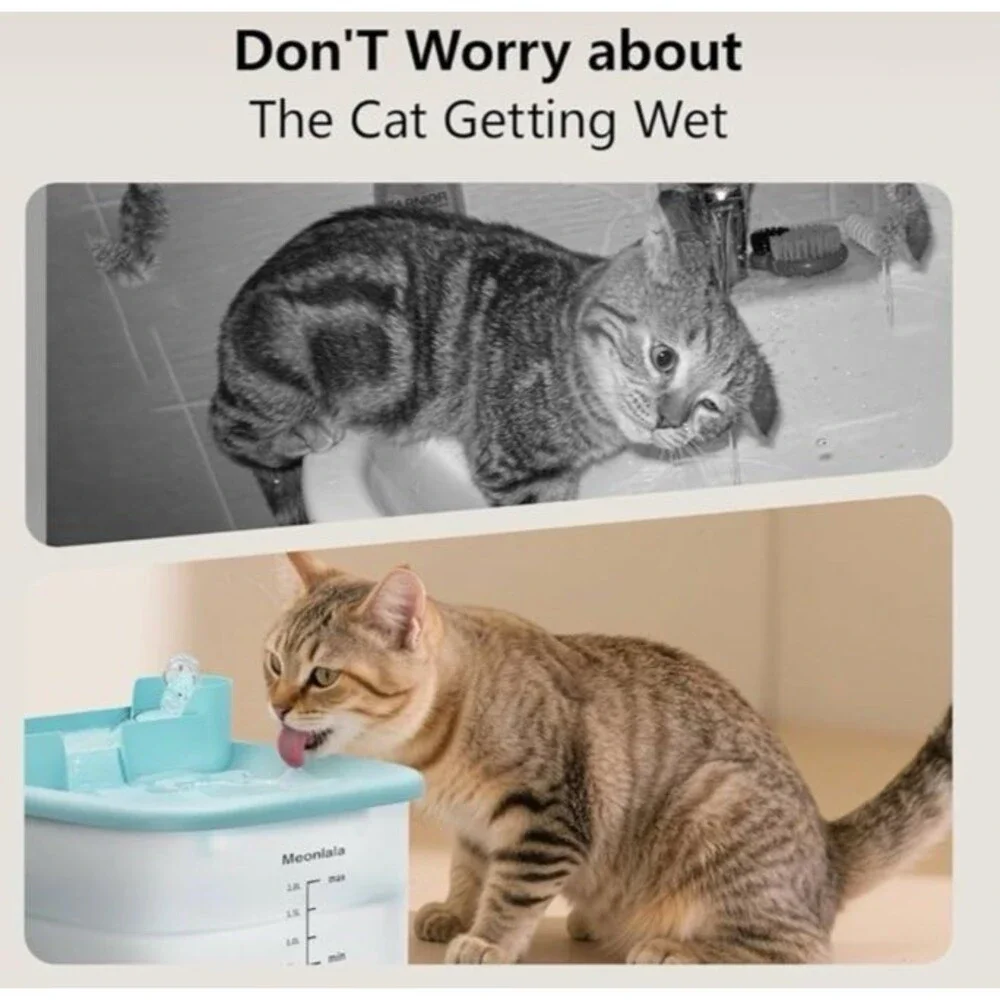 NEW Meonlala Cat Water Fountain 68 oz 2L Ultra Quiet Continuous Flow